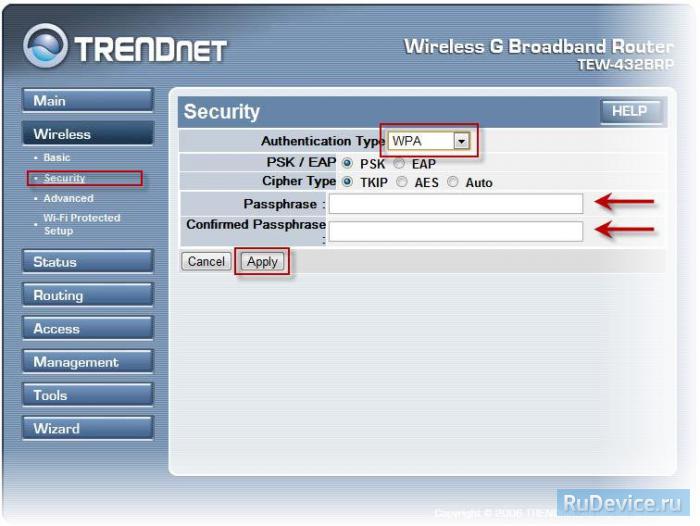 Настройка Wi-Fi на роутере TRENDNet TEW-432BRP