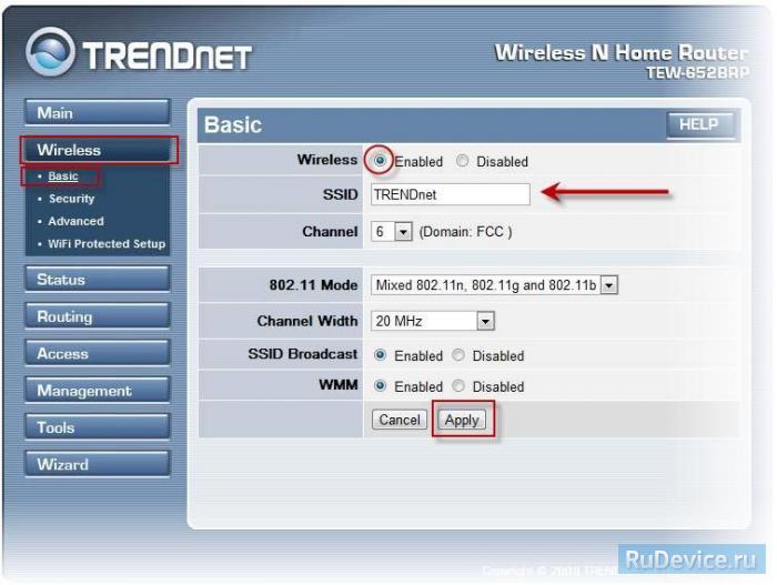 Настройка Wi-Fi на роутере TrendNet TEW-652BRP