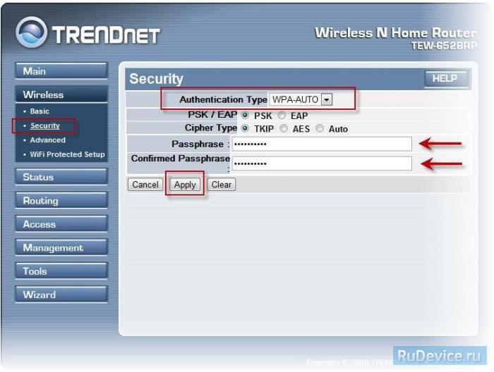 Настройка Wi-Fi на роутере TrendNet TEW-652BRP